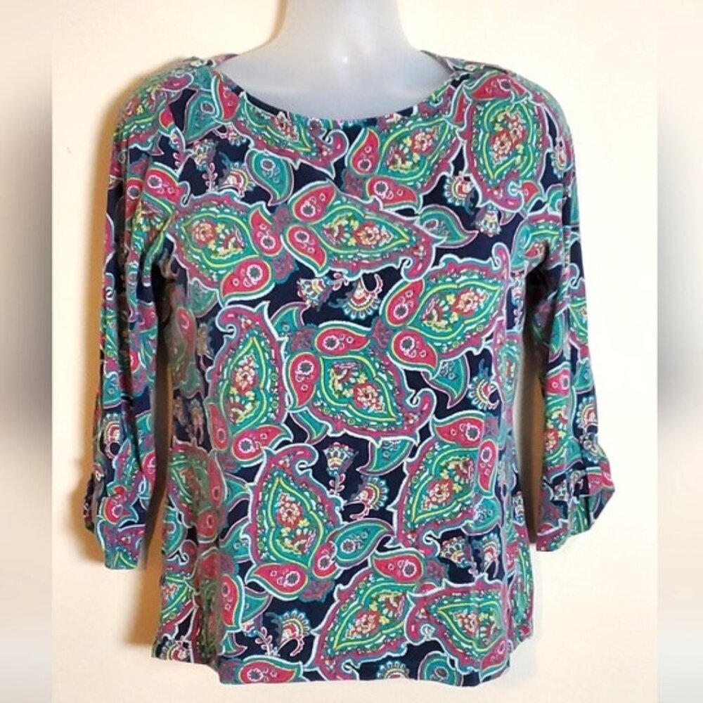 Jones New York Soft Cotton Paisley Top XL - Picture 1 of 10
